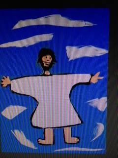 Drawing showing Jesus Christ in the clouds,
returning for his people - hopefully, everyone!